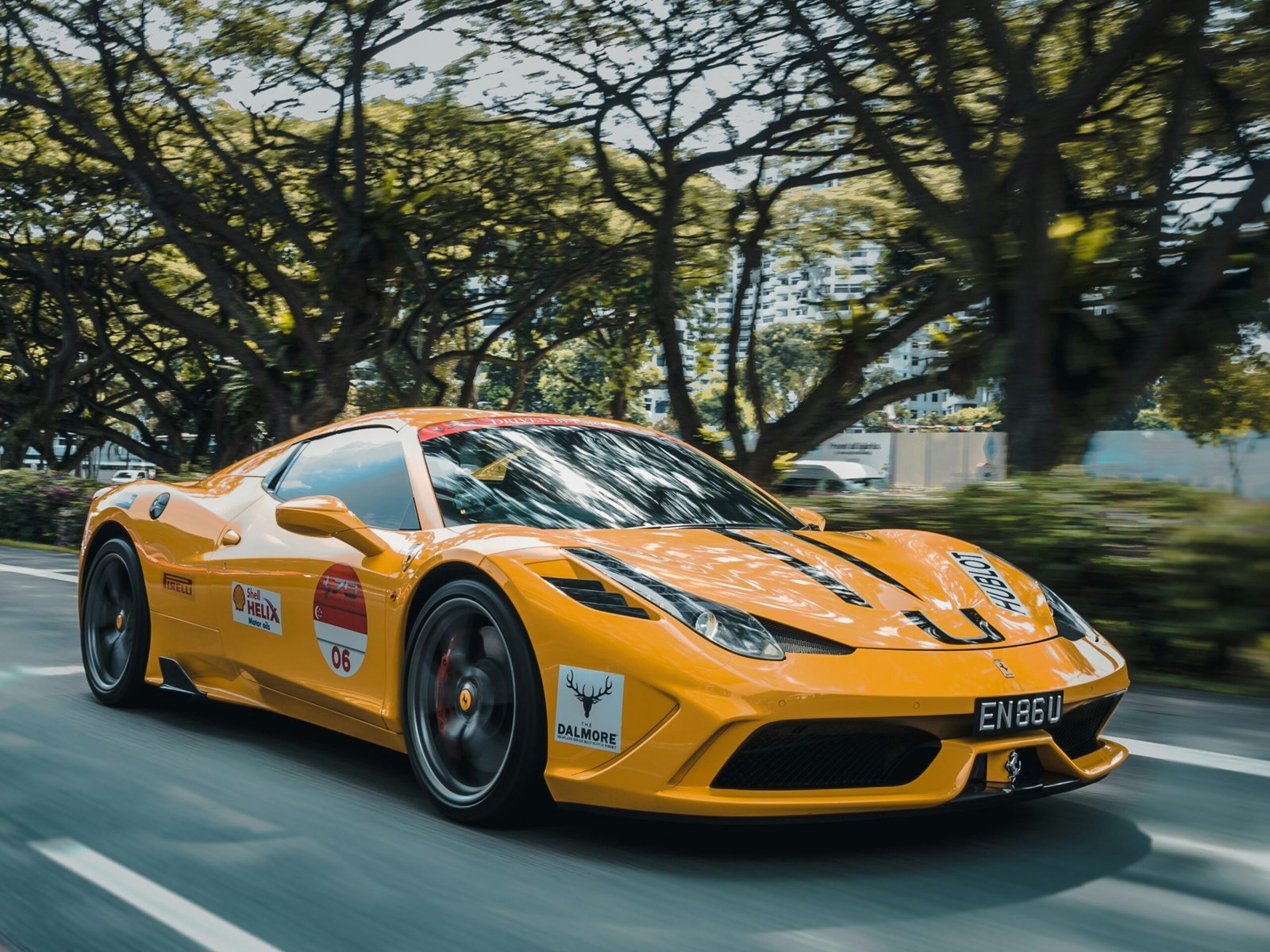Ferrari luxury sport car parked near a waterfront